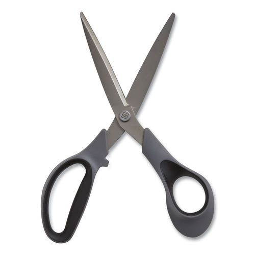 Tru Red Non-Stick Titanium-Coated Scissors, 8 Long, 3.86 Cut Length, Gun-Metal Gray Blades, Gray/Black Straight Handle, 2/Pack