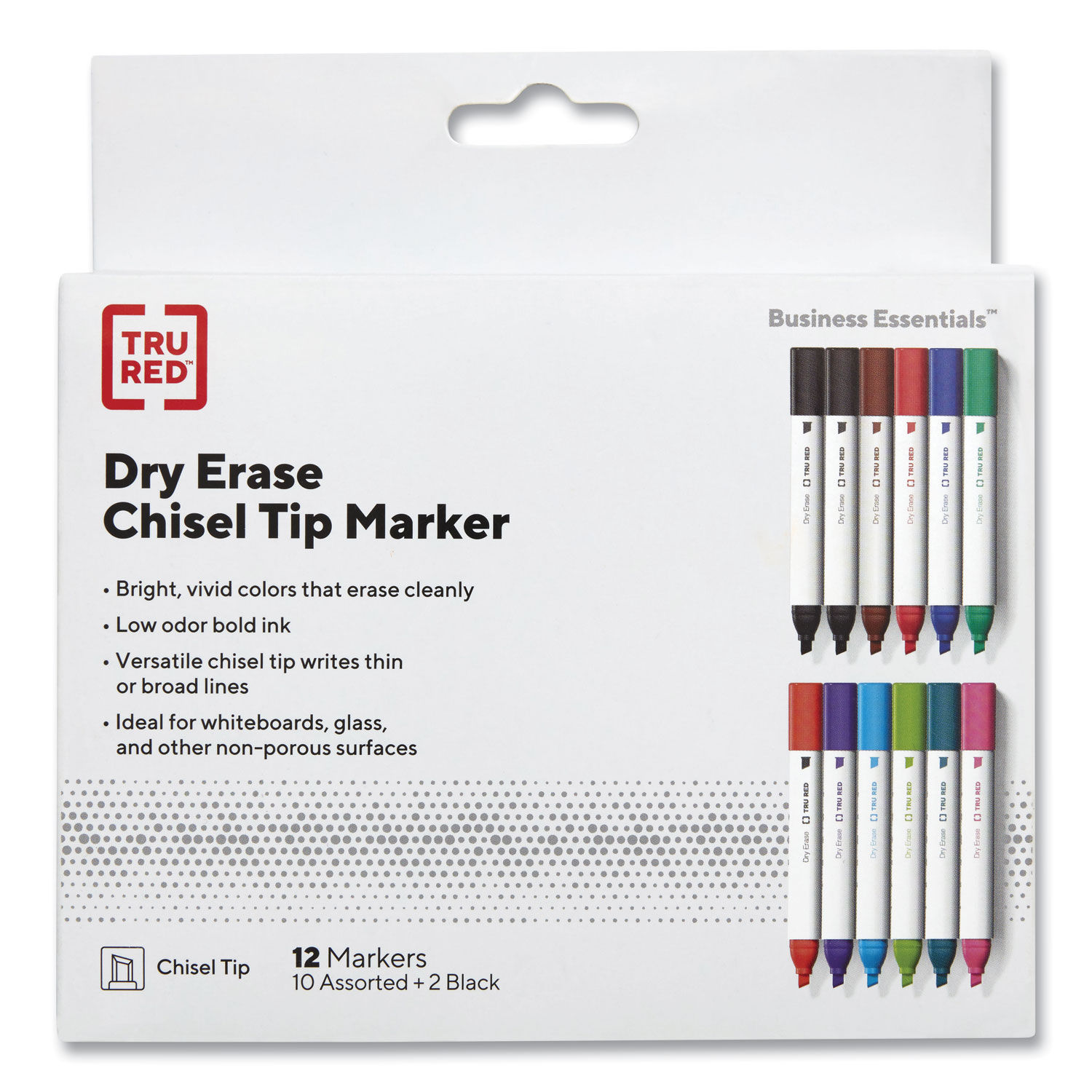 TRU RED Dry Erase Marker, Pen-Style, Extra-Fine Bullet Tip, Black