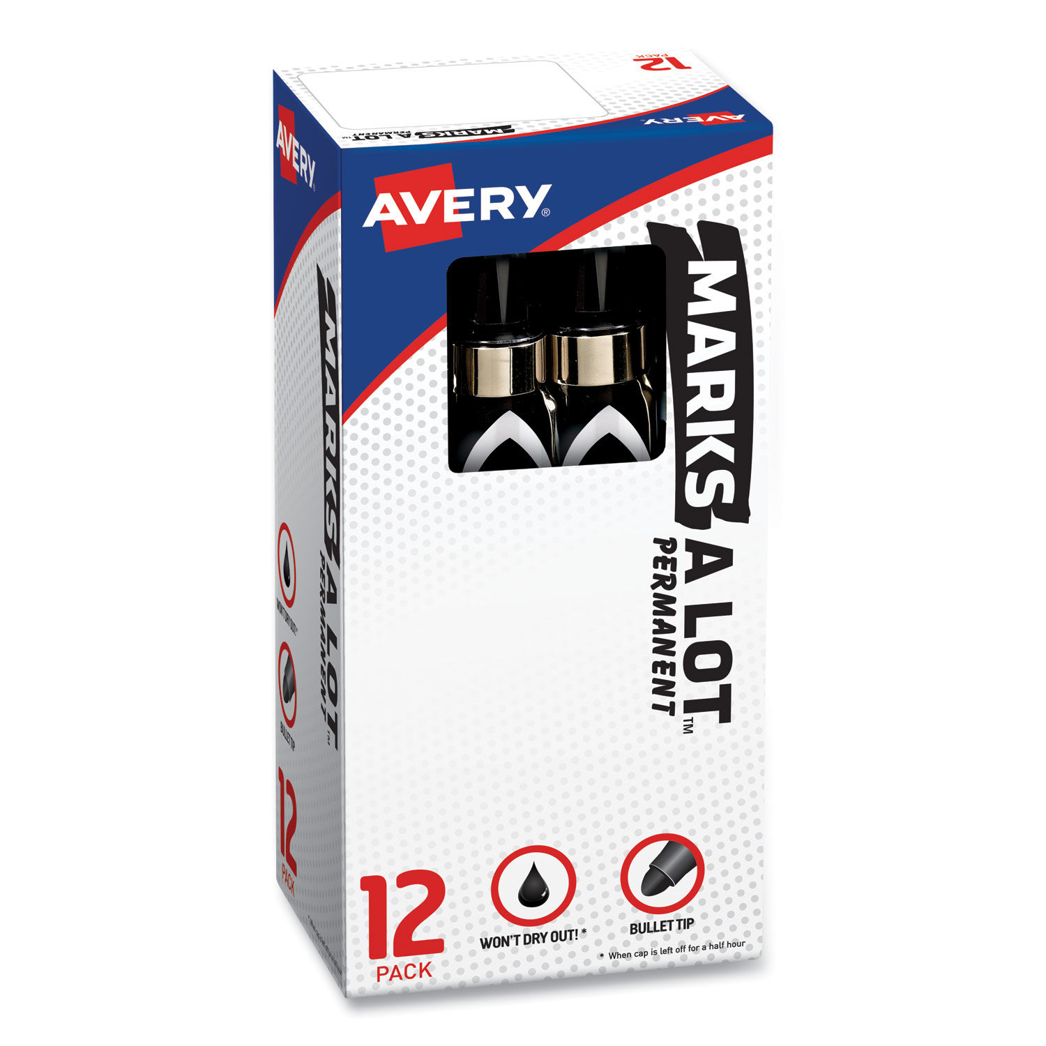 Avery Marks A Lot Permanent Markers Assorted Colors, 24 Large Desk-Style  and 3 Pen Style (24426) 