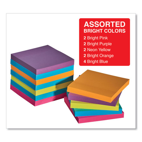 Universal Self-Stick Note Pads, 3 x 3, Assorted Bright Colors, 100-Sheet, 12-pk