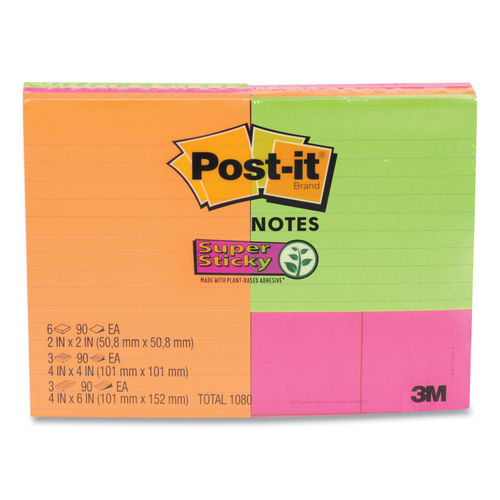 Pads in Energy Boost Colors by Post-it® Notes Super Sticky MMM464212SSAU