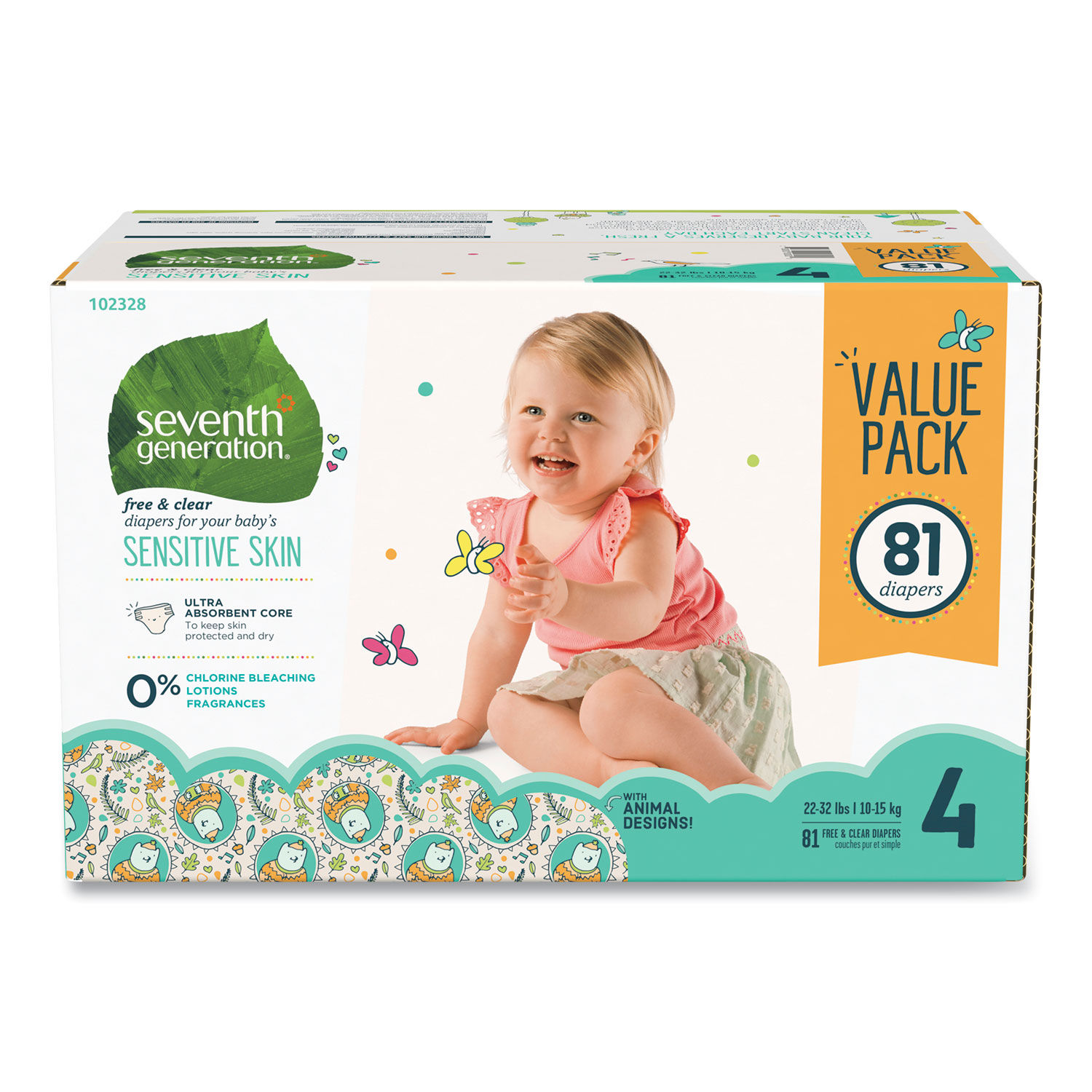 Seventh Generation Overnight Diapers, Size 4