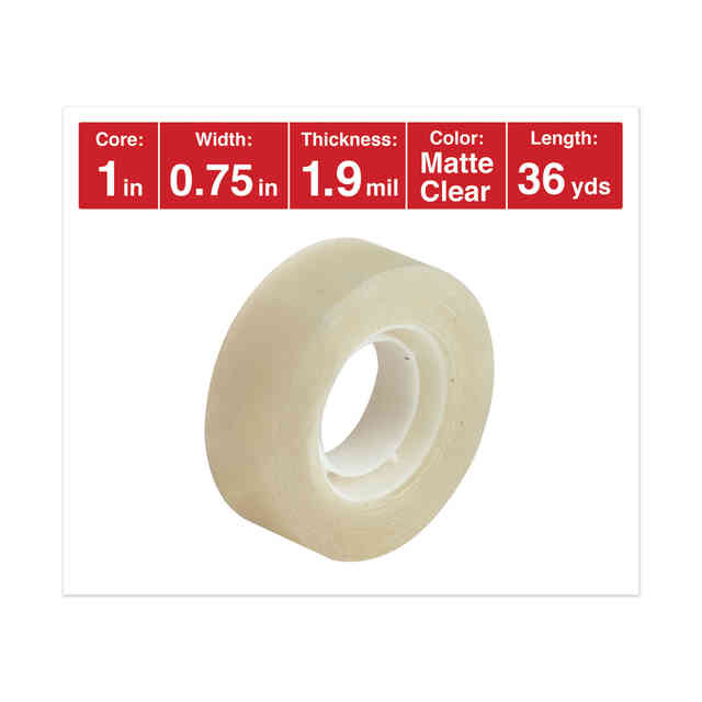  Staples Invisible Tape, 3/4 x 1296, 1 Core, 6 Pack : Clear  Tapes : Office Products