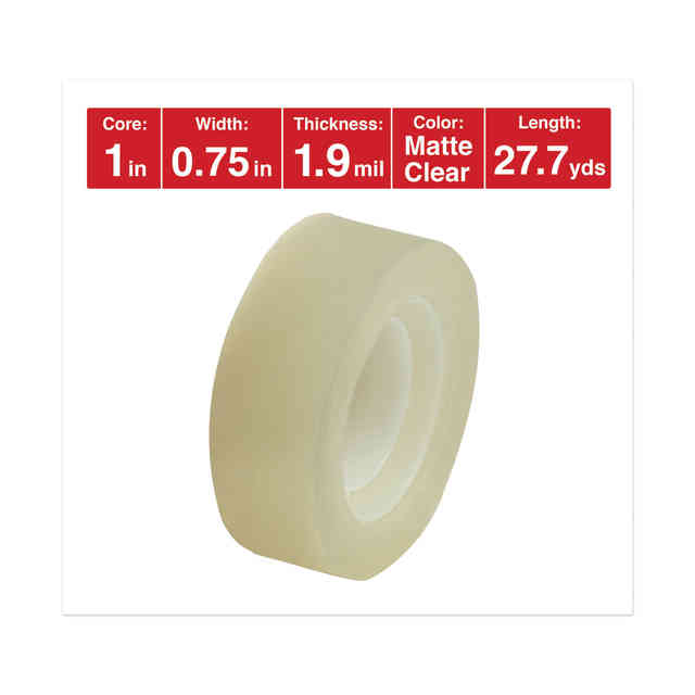 Scotch Tape Refill 1 x 1296 Matte Clear Pack of 1 rolls - Office Depot