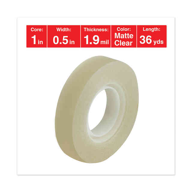 Staples Matte Finish Invisible Tape Refill - 12.7mm x 32.9m - Clear