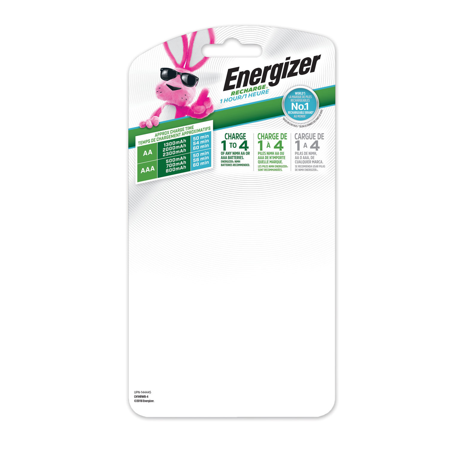 ENERGIZER Chargeur 1h 4 piles AA 2300 mAh