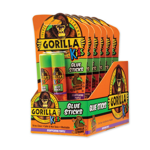 Gorilla Glue School Glue Sticks, 0.21 oz/Stick, Dries Clear, 12 Sticks/Box (2605208BX)