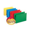 SMD73550 - Poly Drop Front File Pockets, 3.5" Expansion, Legal Size, Assorted Colors, 4/Box