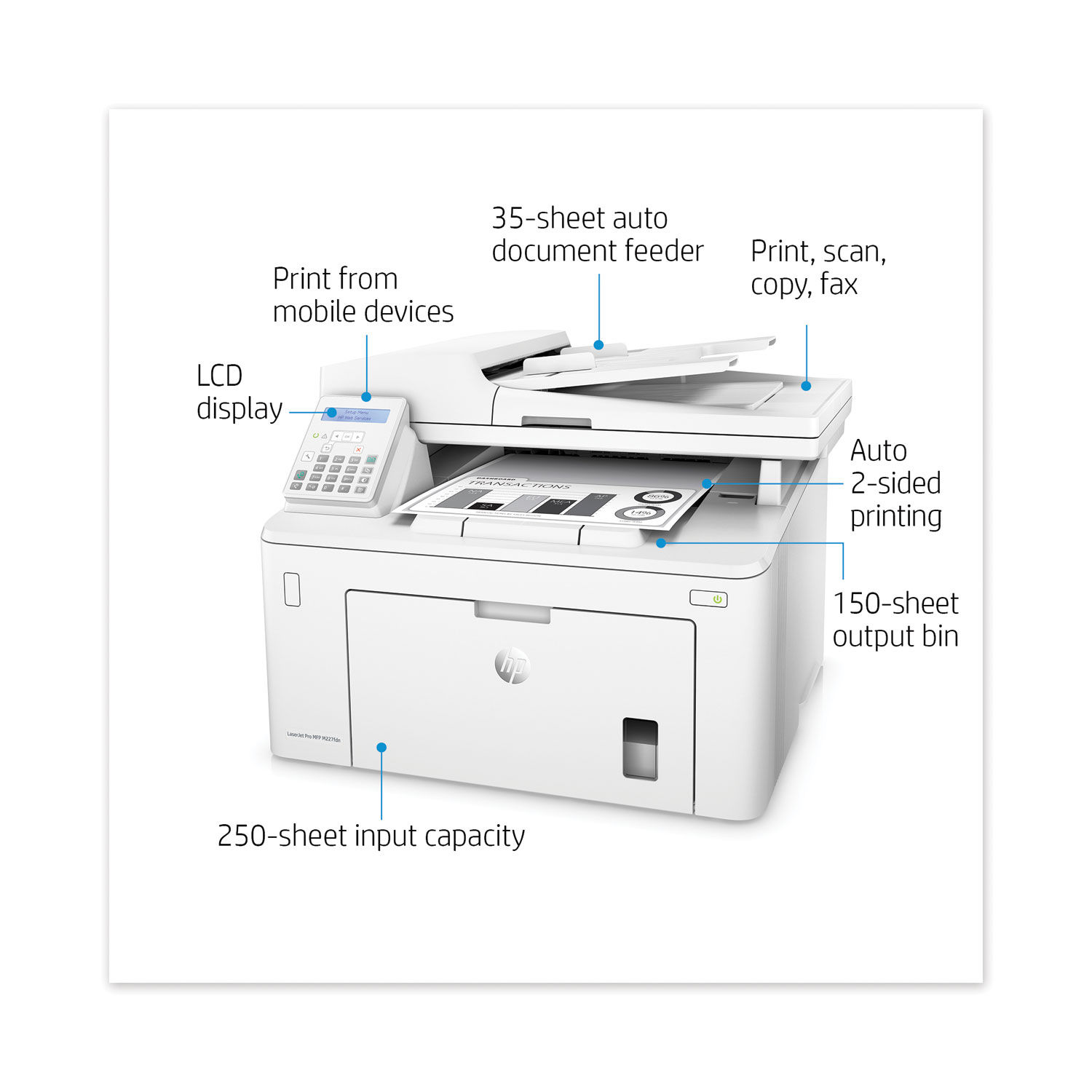 ❤【在庫一掃】❤ HP Laserjet Pro MFP M227fdw All-in-One Wireless Laser Printer，  Print Scan Copy Fax， Auto 2-Sided Printing， 1200 x dpi， 30 ppm， Compatible  with Al