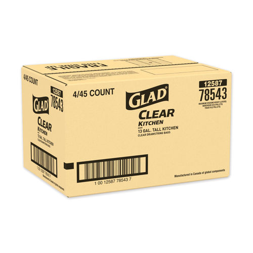 Glad Recycling 13-Gallons Clear Plastic Kitchen Drawstring Trash Bag  (45-Count) in the Trash Bags department at