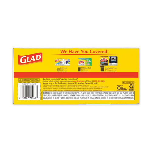 Glad Drawstring 30 Gallon Trash Bags, Black - 90 Count