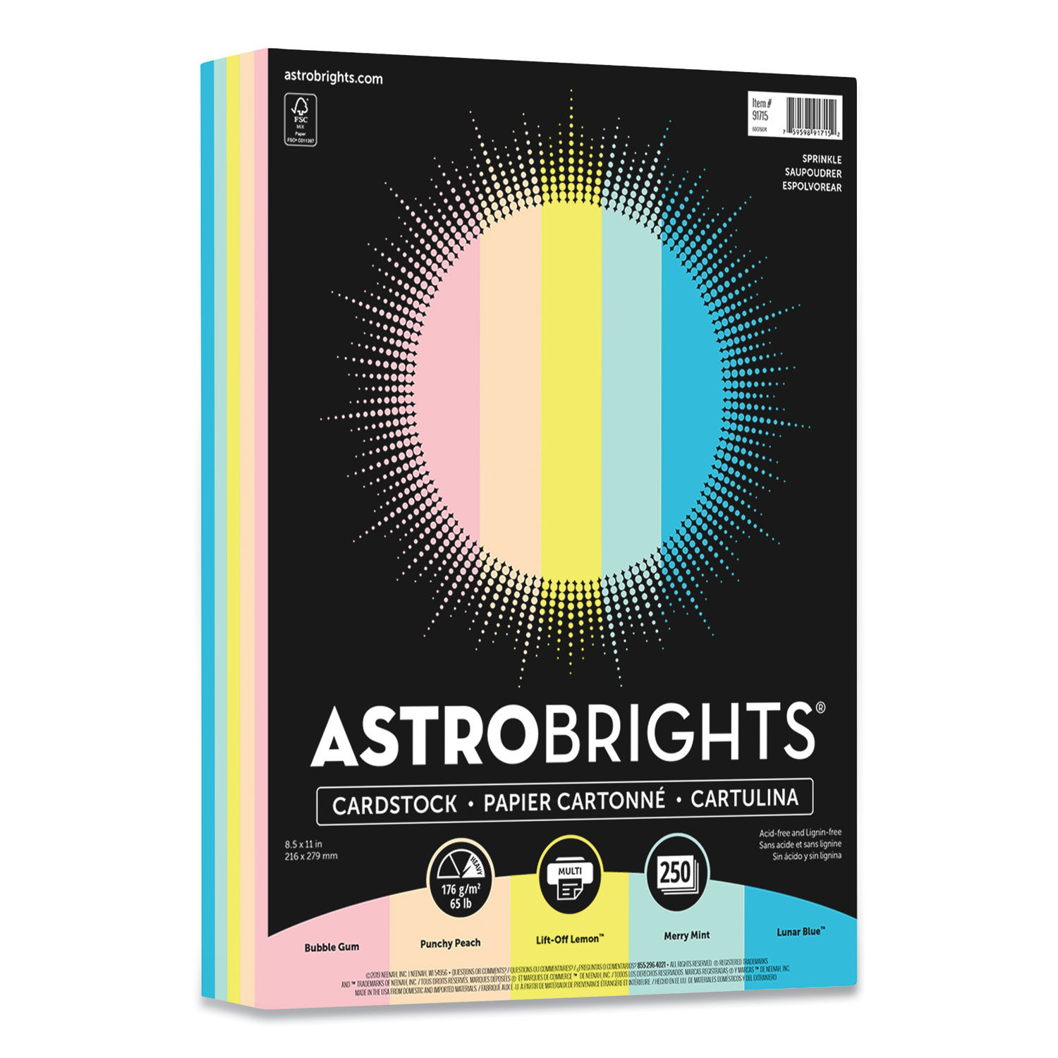 Astrobrights Color Cardstock 8.5 x 11 65 Lb Re Entry Red 250