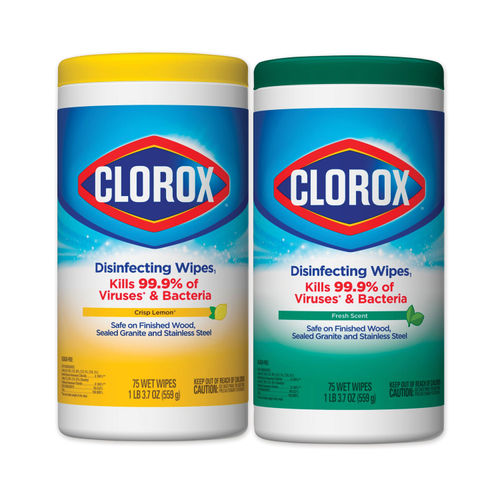 Clorox Disinfecting and Cleaning Wipes, Crisp Lemon and Fresh Scent, 75  Count Each, 3 Pack