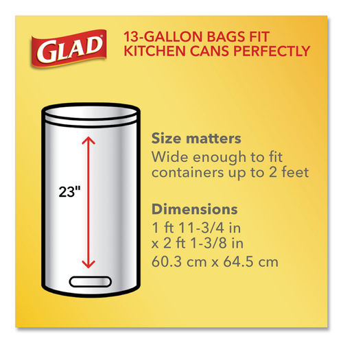 Glad Odorshield Tall Kitchen Drawstring Bags, 13 Gal, 0.95 Mil, 24 X  27.38, White, 80/Box - CLO78899BX