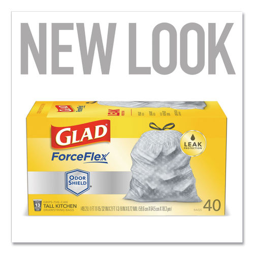 Glad ForceFlex Tall Kitchen Drawstring Trash Bags 13 gal Capacity