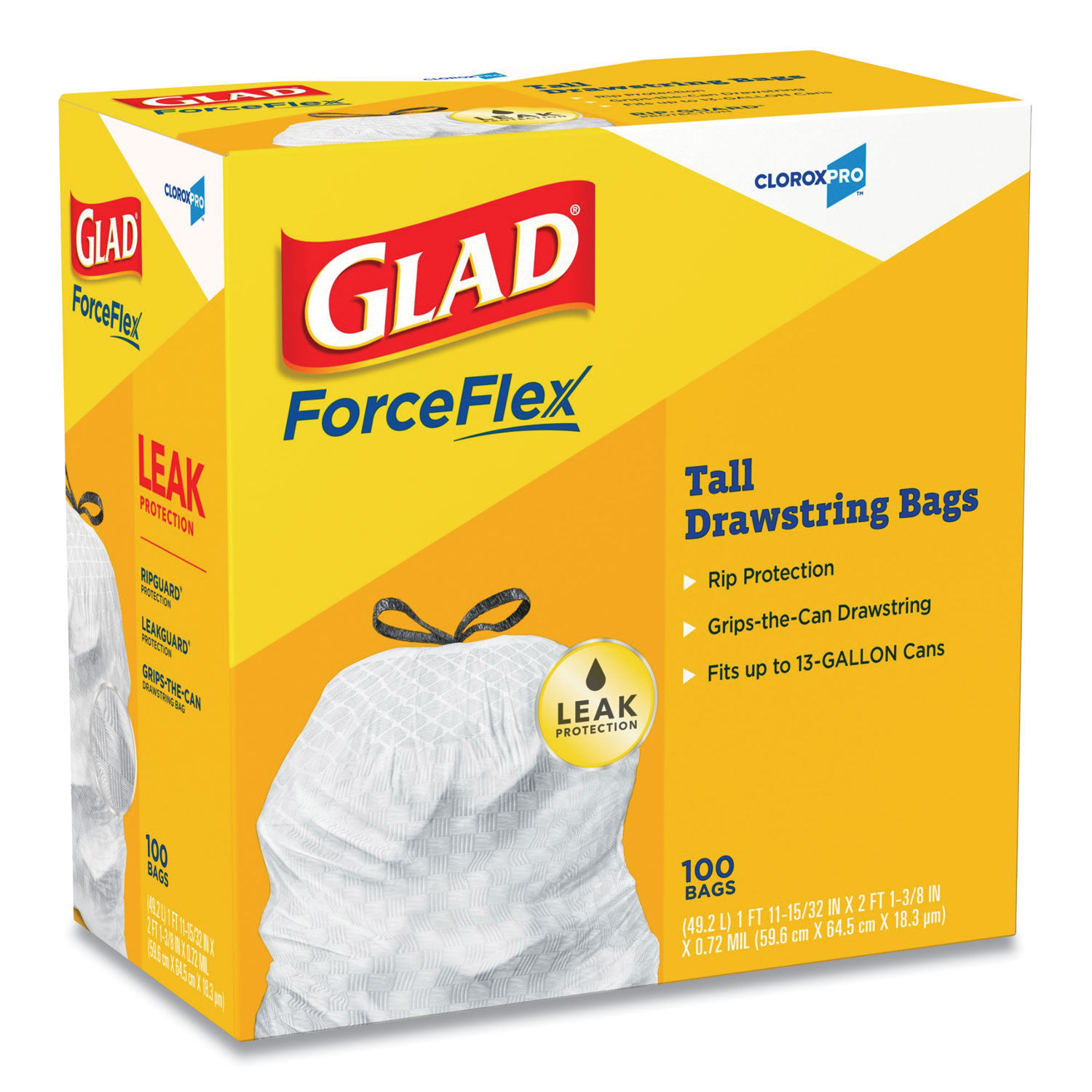 Glad Medium Drawstring Trash Bags with Clorox, 8 Gallon Grey Trash