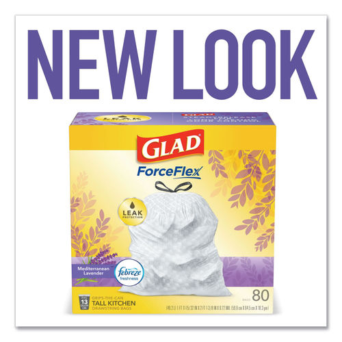 Glad Drawstring Bags, Tall Kitchen, Lavender Scent, 13 Gallon 40 Ea, Trash  Bags