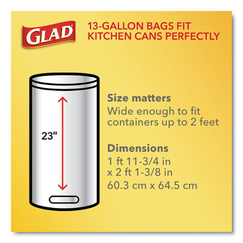 Clorox Glad OdorShield Tall Kitchen Drawstring Bags, 13 gal, 0.95 mil, 24  x 27.38, White, 80/Box, CLO78900BX