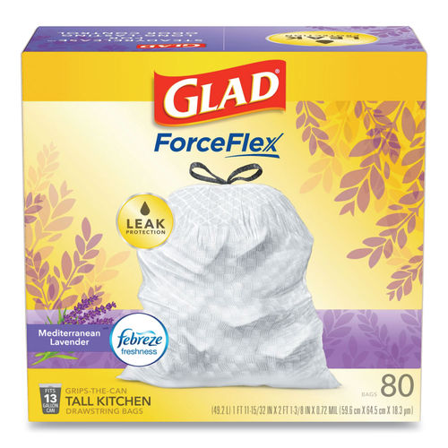 Glad ForceFlex Tall Kitchen Drawstring Trash Bags 13 Gallon White Box of  120 Bags - Office Depot