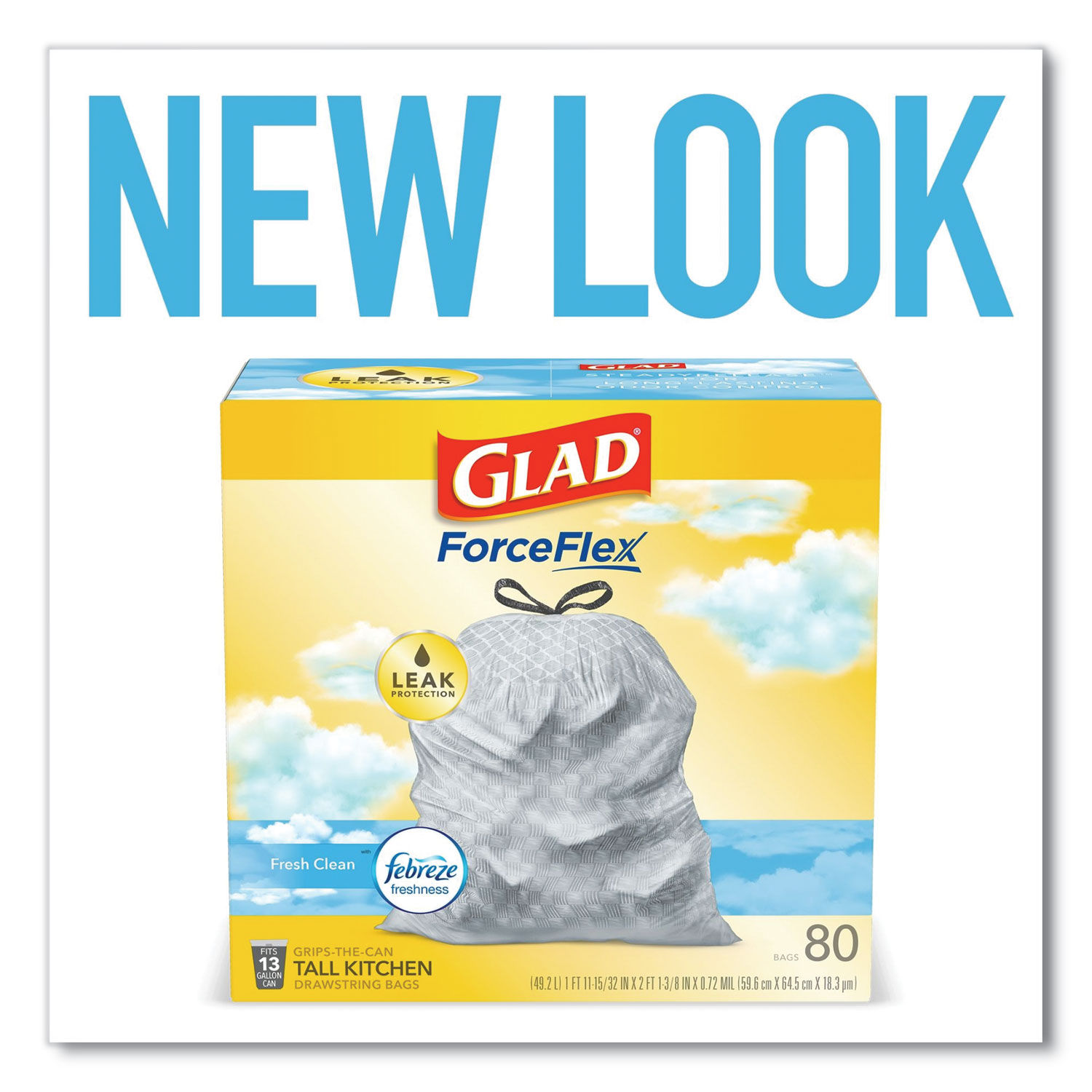 Glad Tall Kitchen Bags, Drawstring, Fresh Clean, 13 Gallon 40 ea