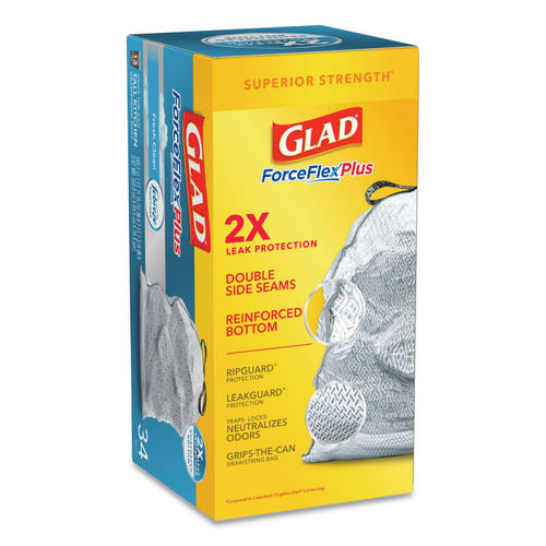 Glad ForceFlexPlus Tall Kitchen Drawstring Trash Bags - 13 Gallon White Trash  Bag - OdorShield