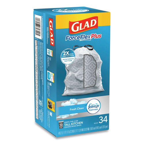 Glad ForceFlexPlus Tall Kitchen Drawstring Trash Bags