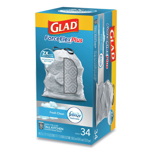 Glad Force Flex 13 Gallon Drawstring Tall Fresh Clean Kitchen Bags 23 Ea, Shop