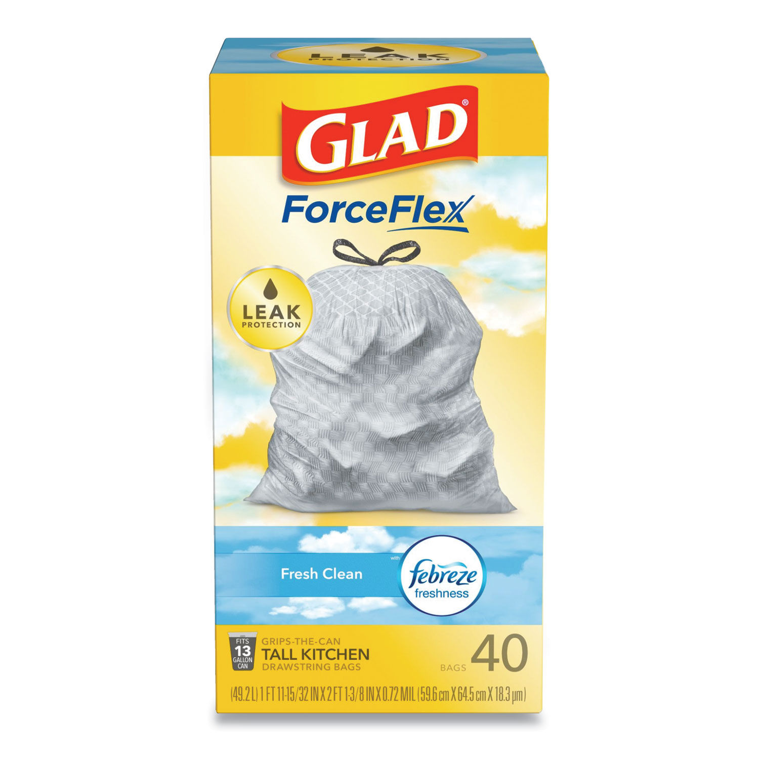 Glad Tall Kitchen OdorShield Trash Bags With Febreze Freshness 13 Gallons  Hawaiian Aloha Scent White Pack Of 80 Trash Bags - Office Depot