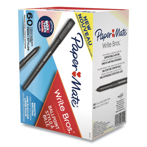 Paper Mate PAP3331131C Write Bros. Stick Ballpoint Pen, Medium 1mm, Black  Ink & Barrel, Dozen