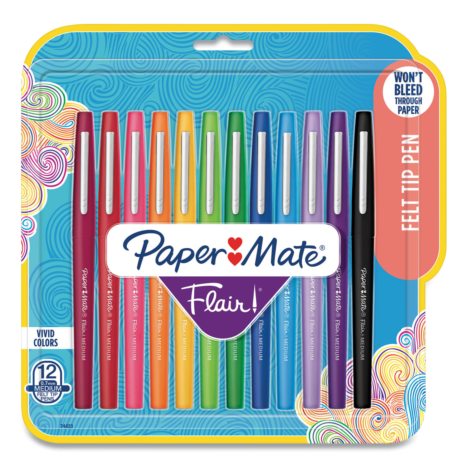 Paper Mate Point Guard Flair Bullet Point Stick Pen, Assorted Colors, .7mm, 24/