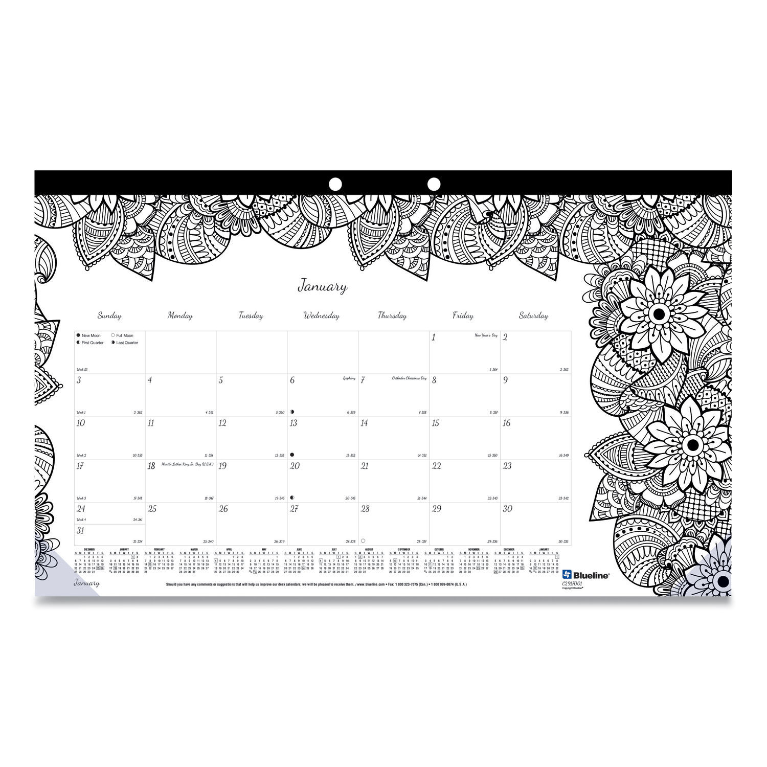 Download Doodleplan Desk Calendar With Coloring Pages By Blueline Redc2917001 Ontimesupplies Com