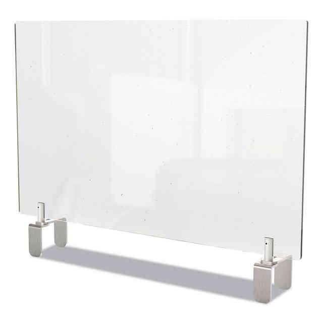 Clear Partition Extender with Attached Clamp, 42 x 3.88 x 30, Thermoplastic Sheeting Clear Partition Extender with Attached Clamp, 42 x 3.88 x 30, Thermoplastic Sheeting
