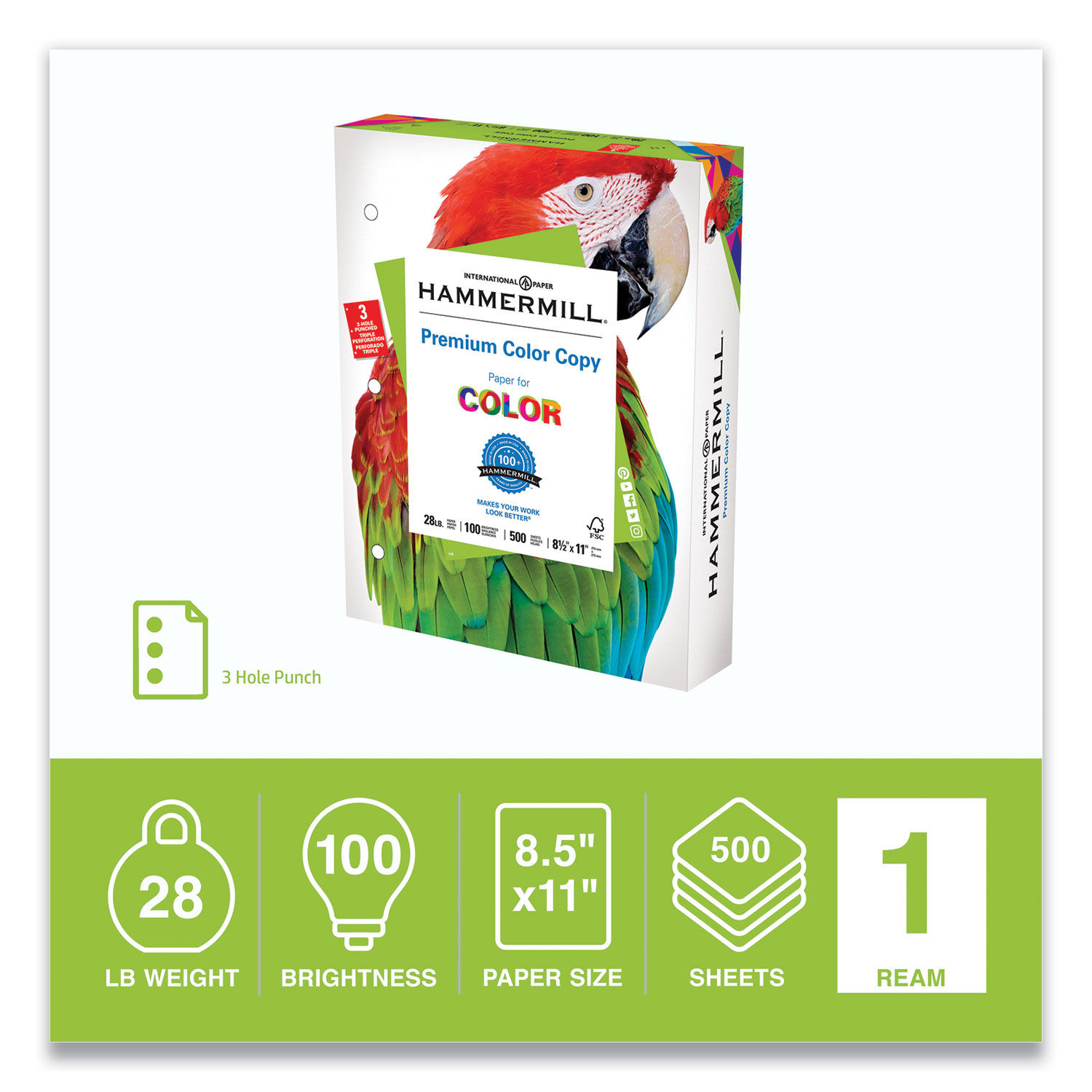 Hammermill Printer Paper, 32lb Premium Laser Print, 8.5x11, White, 1 Ream,  500 Sheets 