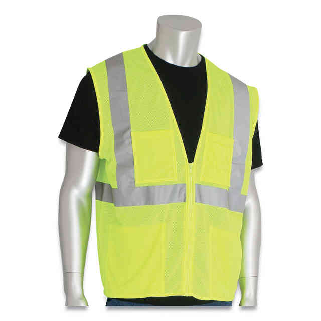 Yellow Hi-vis Vest, Silver Reflective Strip ANSI 4X-Large, 25 Pieces 