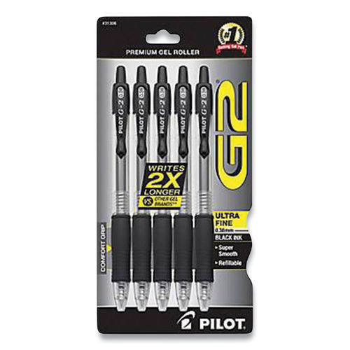 Pilot G2 Premium Gel Ink Pens, Ultra Fine Point (0.38 mm), Black