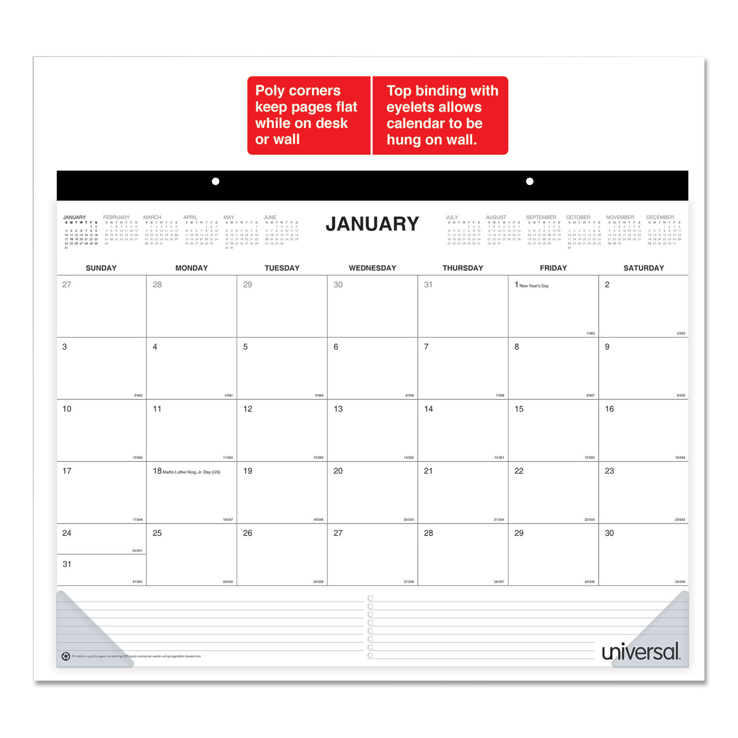 Desk Pad Calendar by Universal® UNV71002 | OnTimeSupplies.com