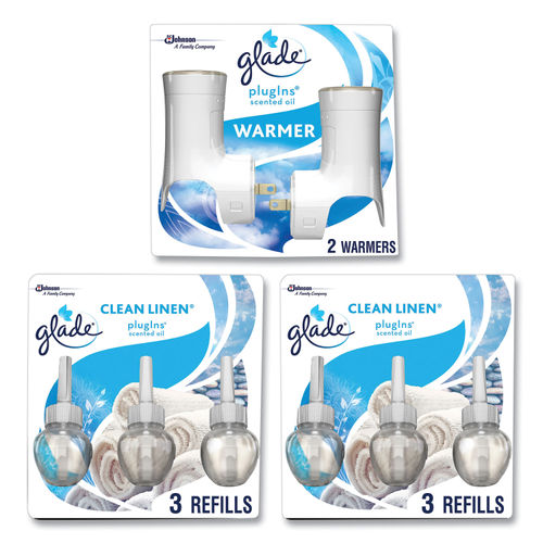 Glade Plugins Scented Oil, 1 Warmer & 6 Refills (Clean Linen