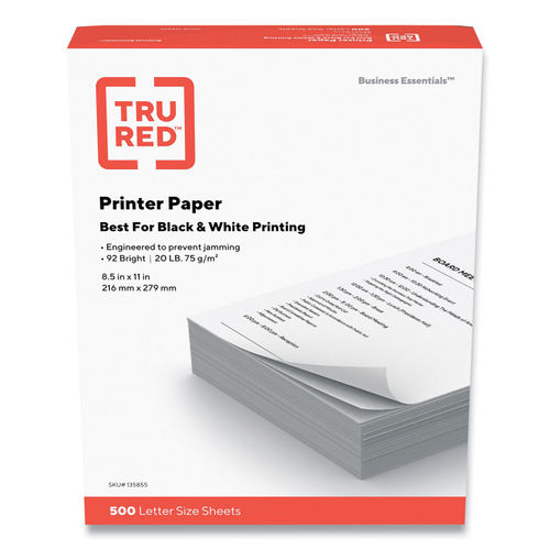 TRU RED 8.5 x 11 Printer Paper 20 lbs. 92 Brightness 500/Ream 10