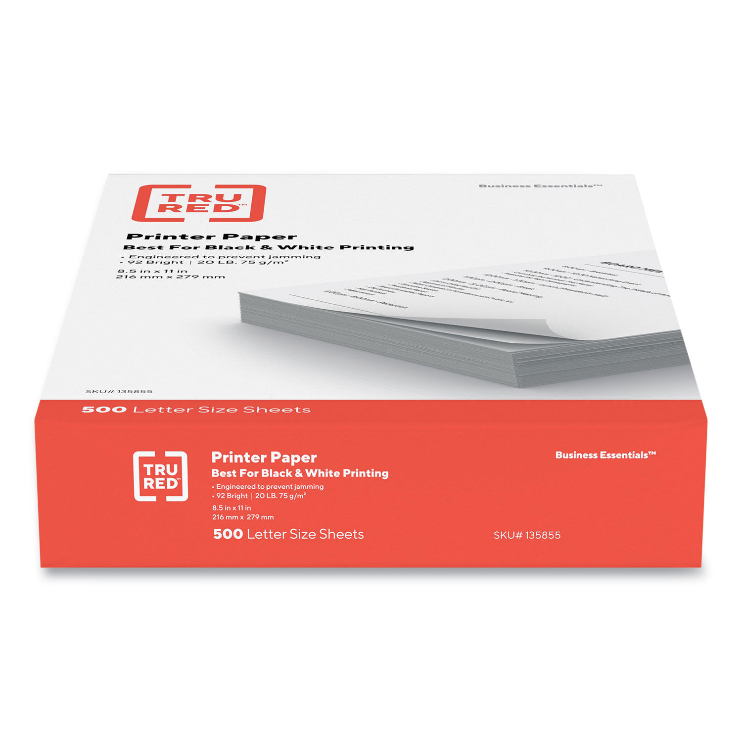  TRU RED 8.5 x 11 Copy Paper, 20 lbs.,92 Brightness