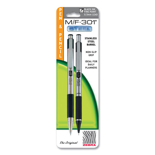 Zebra Pen F-301 ballpoint stainless steel retractable pen, 0.7mm