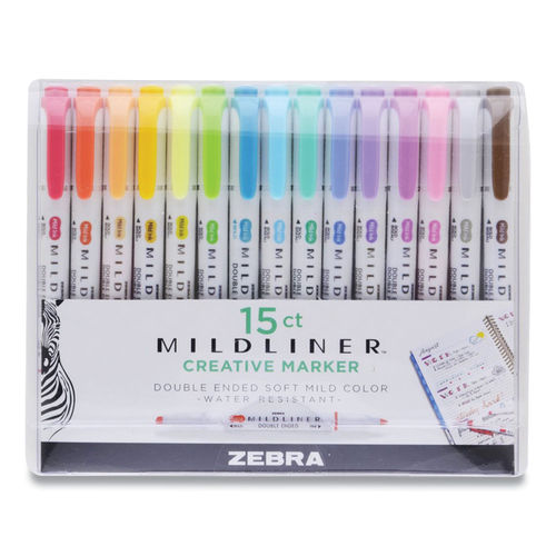 Zebra Pen Mildliner Double Ended Highlighter Set of 5 Colors Broad and Fine  Point Tips 