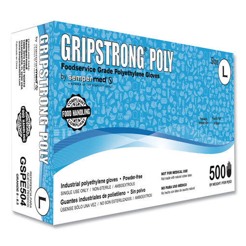 Foodservice Grade Polyethylene Gloves by GripStrong® Poly SEZGSPE504