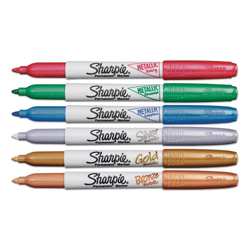 Sharpie Fine Point Colored Metallic Permanent Markers 3 Ct Red Green Silver  NEW