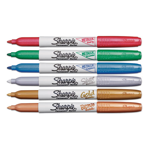 Sharpie Metallic Markers BronzeGoldSilver Pack Of 6 Markers - Office Depot