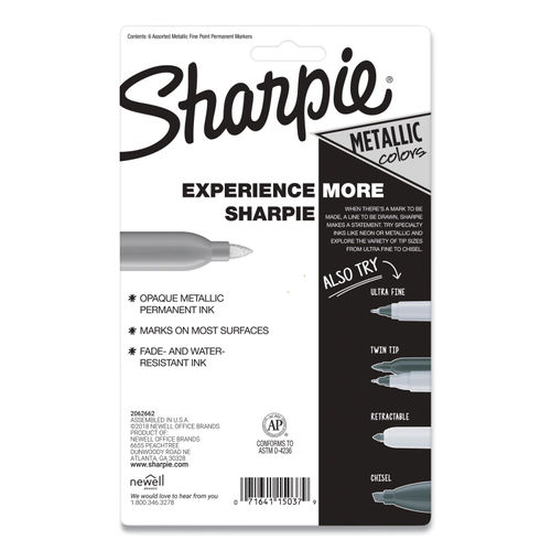 Sharpie Metallic Markers BronzeGoldSilver Pack Of 6 Markers - Office Depot