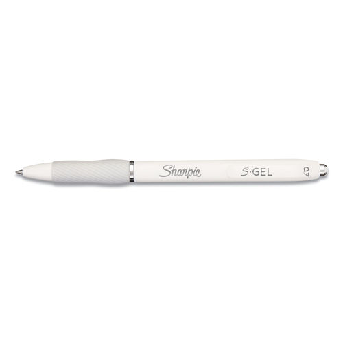 S-Gel Fashion Barrel Gel Pen, Retractable, Medium 0.7 mm, Black Ink, Pearl  White Barrel, Dozen