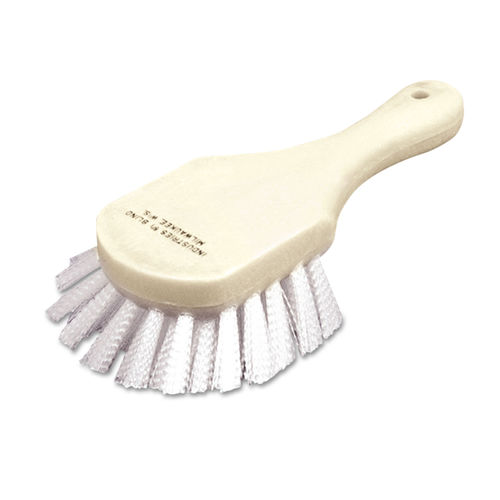 SKILCRAFT All-Purpose Scrub Brush, White Nylon Bristles, 3 Brush, 1.25  Nylon Bristles, Plastic Block, GSA 7920000610038