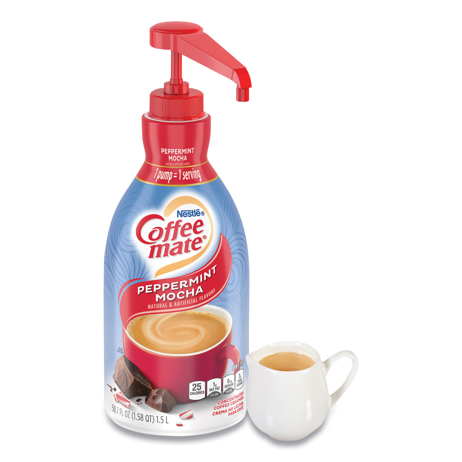 Liquid Creamer Pump Bottle w/ Holding Rack by Coffee mate® GRR70000094