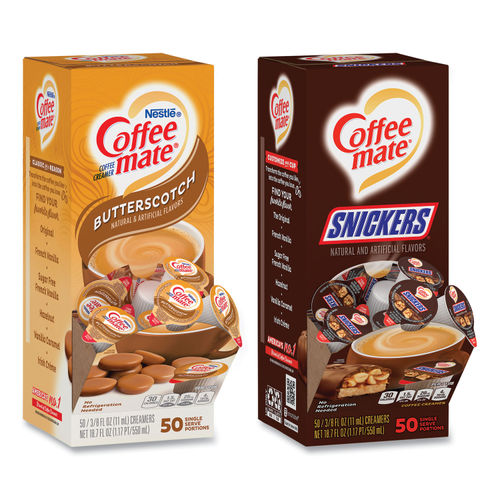 Liquid Coffee Creamer, Salted Caramel Chocolate, 0.38 oz Mini Cups, 50/Box  - Office Express Office Products