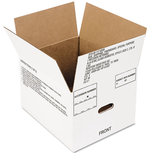 Archival Record Storage Cartons, Blue/Gray Acid Free Corrugated filing